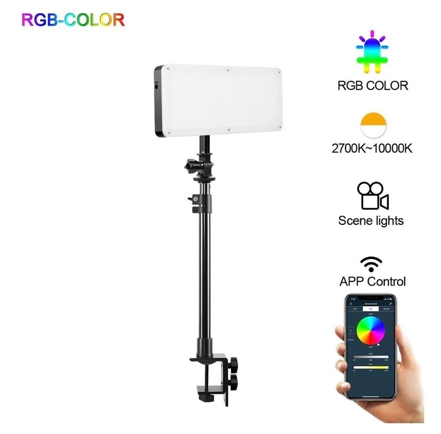 GVM On-Camera and Desktop stand RGB LED Video Light with Bluetooth App Control