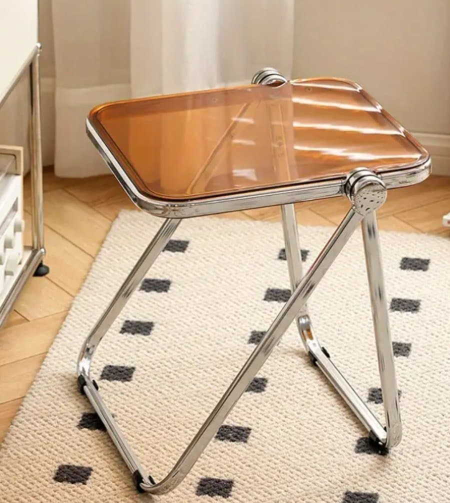 Återupplagd - Oanvänd! Fällbart sidobord i krom och akryl