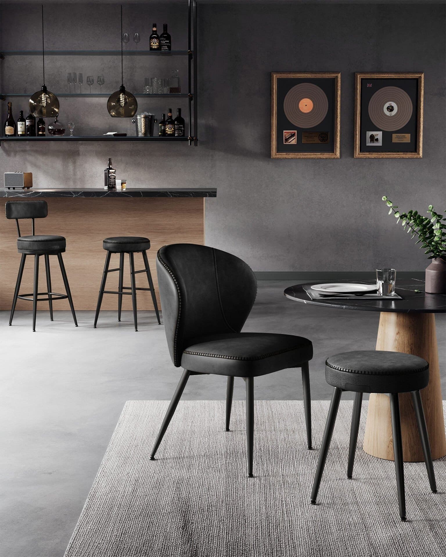 360° Snurrbara Kökspallar, Set med 2 Pallar med Ryggstöd, Kitchen LBC889B01V1