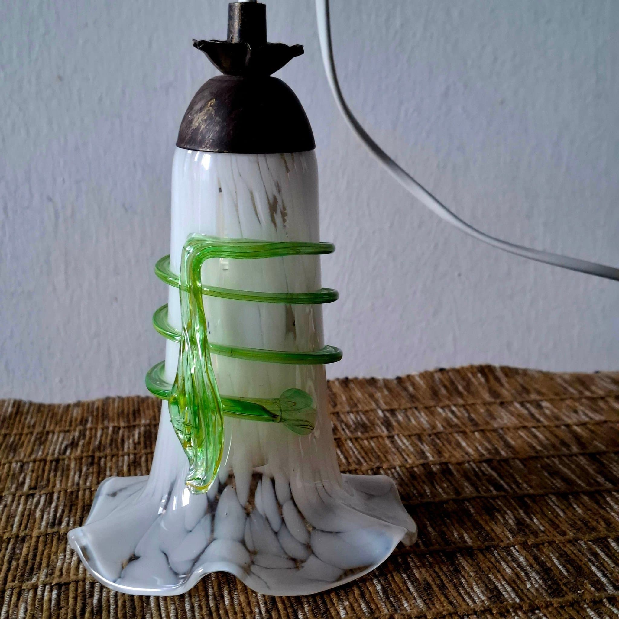 VINTAGE ART DECO 40/50-TAL FÖNSTERLAMPA GLAS MÄSSING LAMPA BELYSNONG INREDNING