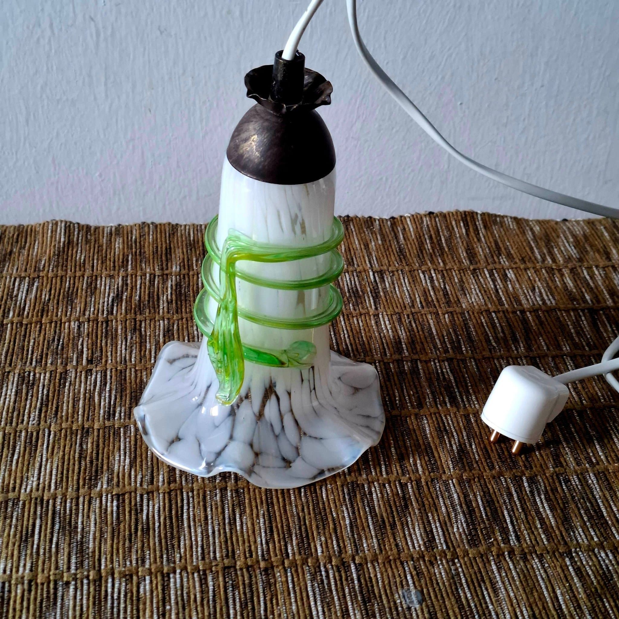 VINTAGE ART DECO 40/50-TAL FÖNSTERLAMPA GLAS MÄSSING LAMPA BELYSNONG INREDNING