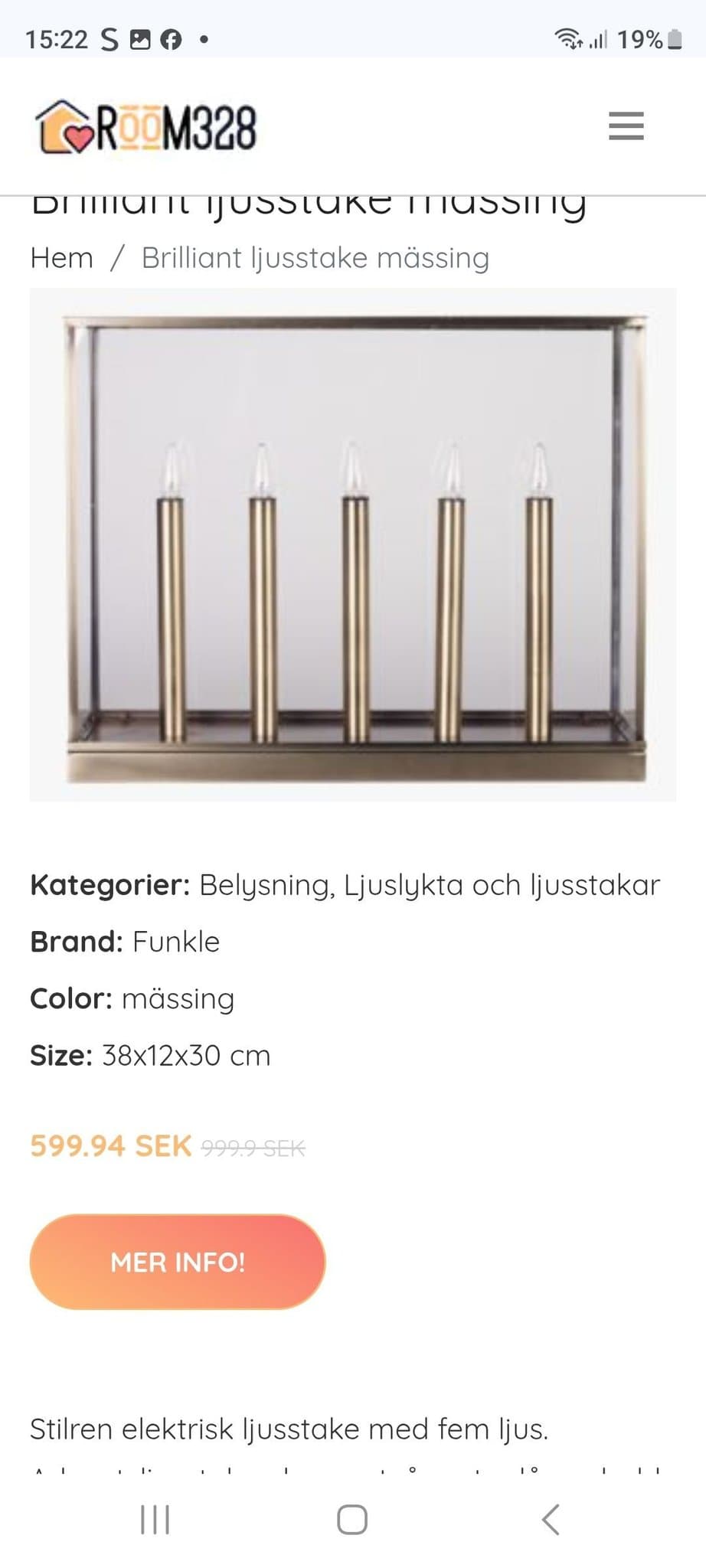 Funkle Ljusstake Mässing