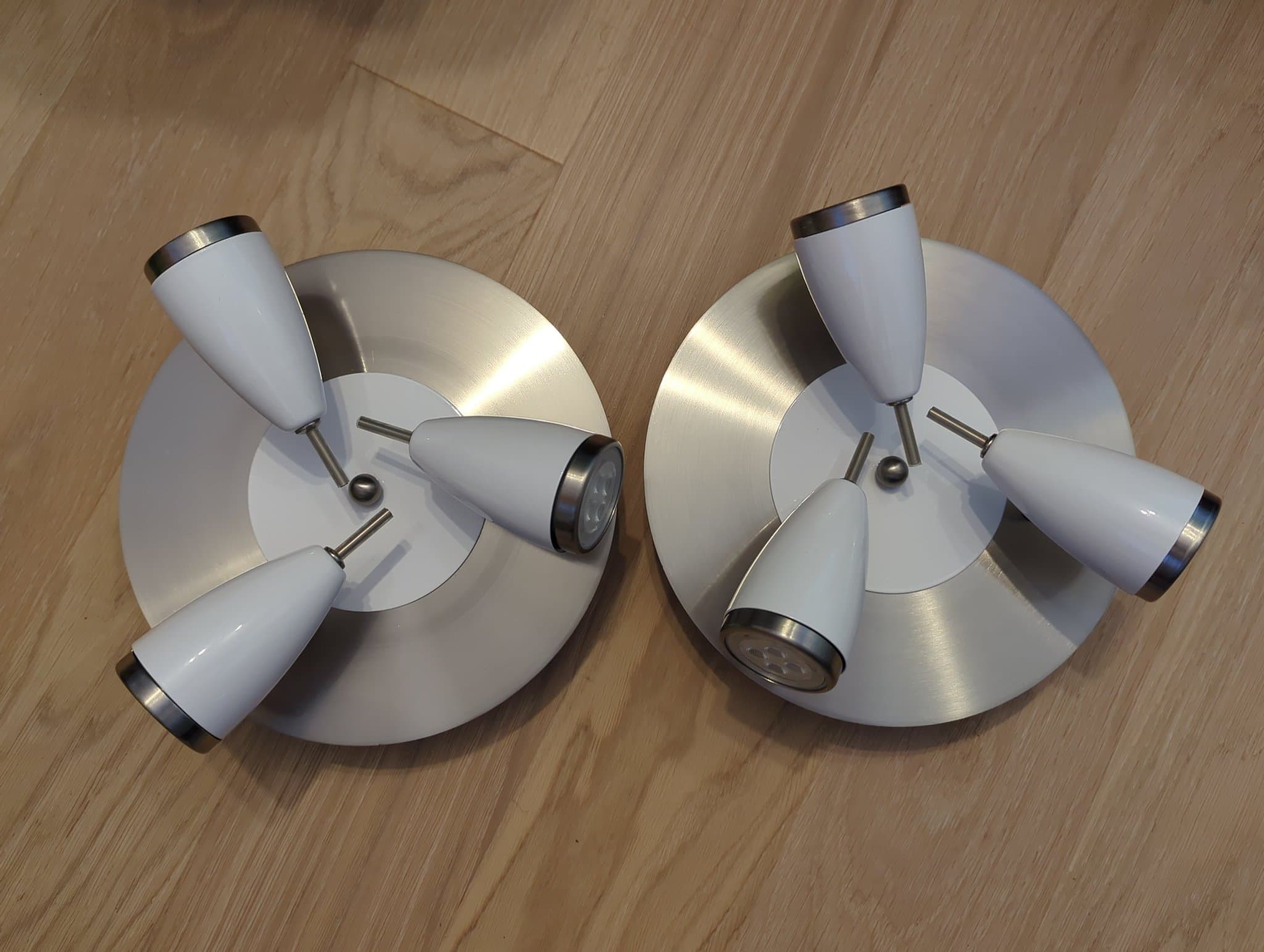 Takspotlight Eglo, rondell, borstat stål/vit, led, 25 cm