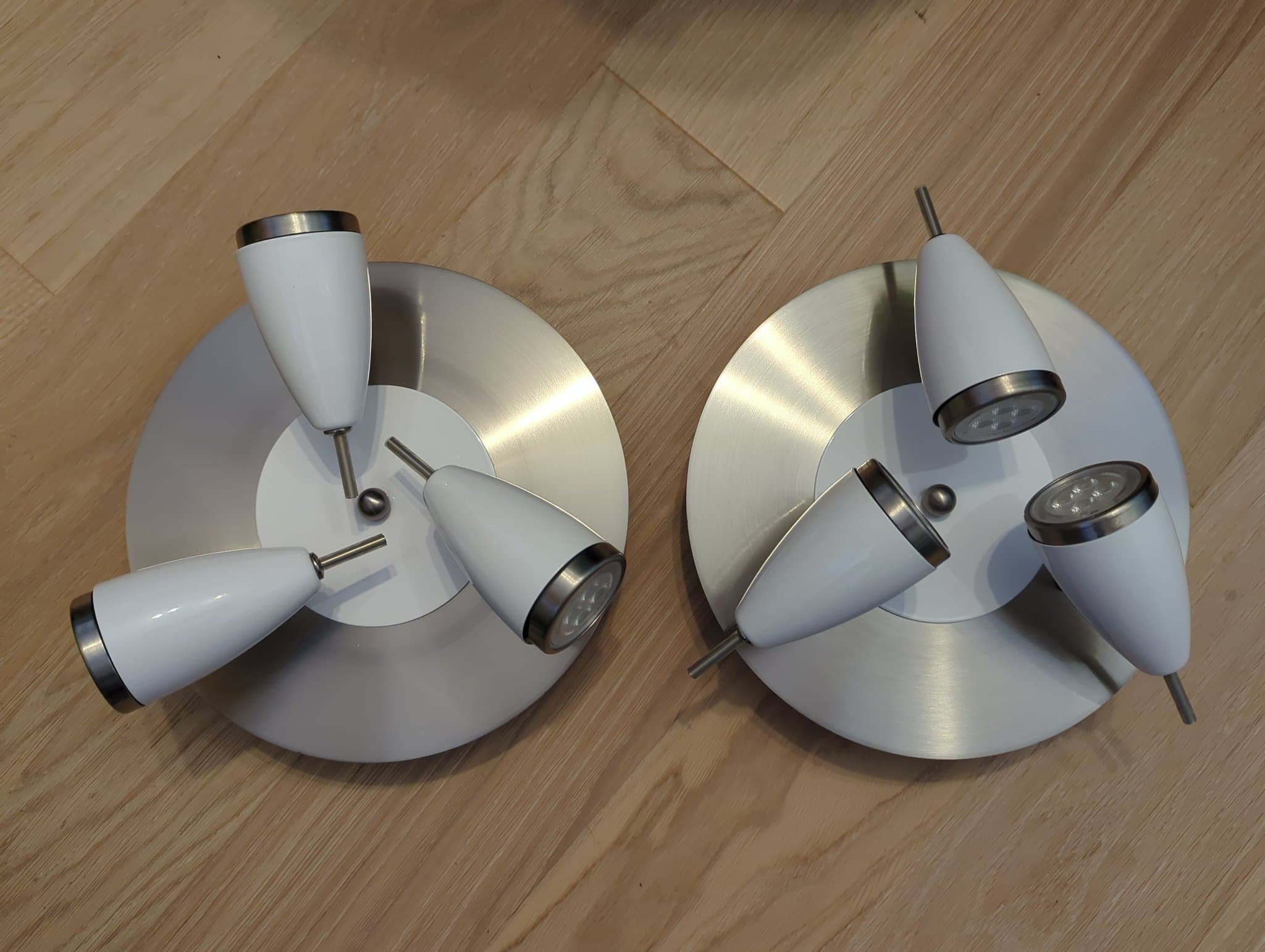 Takspotlight Eglo, rondell, borstat stål/vit, led, 25 cm