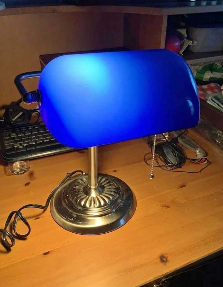 Bankirlampa blå / Bankers lamp/ skrivbordslampa