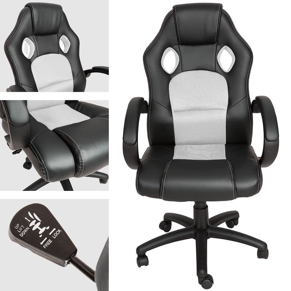 Gaming Racing Kontorsstol datorstol chefstol Svart/Vit