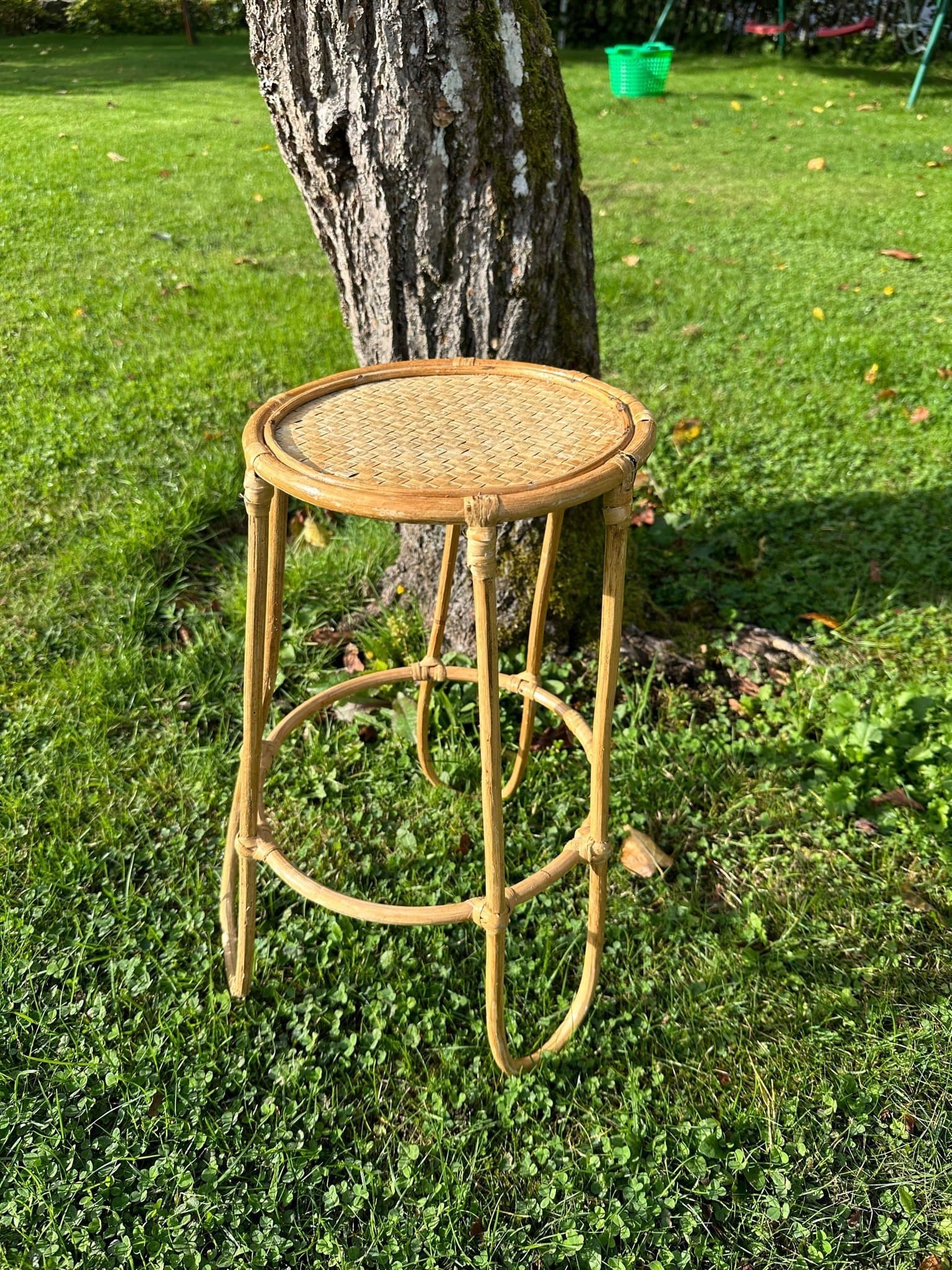 BLOMPIEDESTAL, pall, piedestal, blombord, Bambu/ rotting - retro vintage