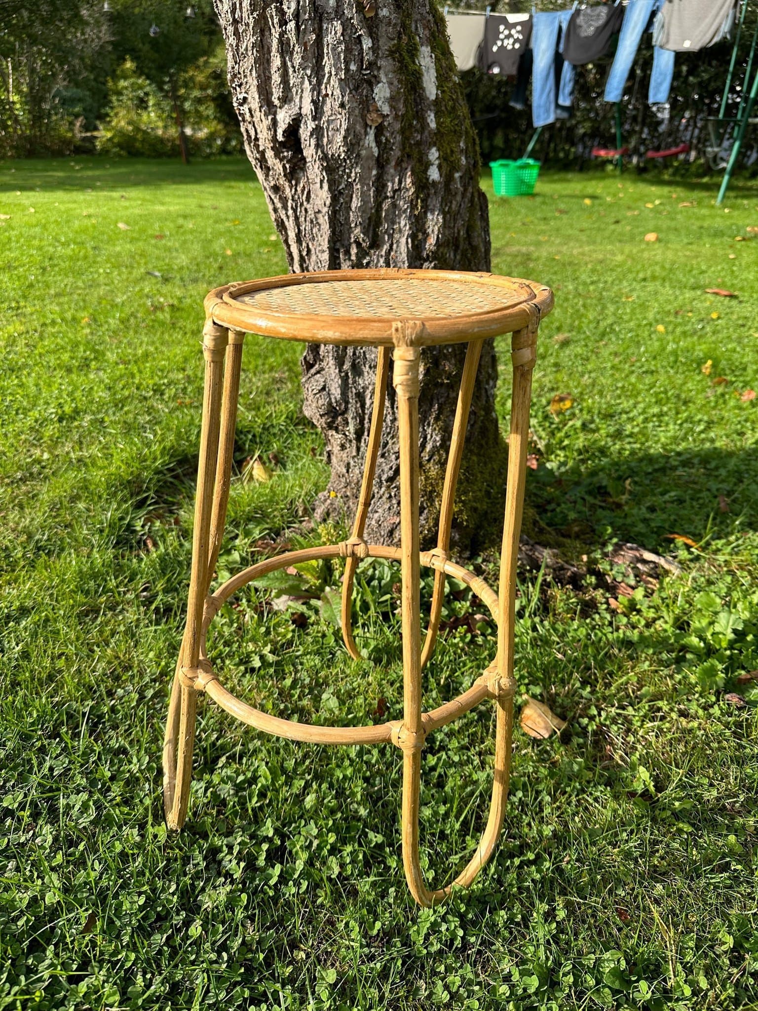 BLOMPIEDESTAL, pall, piedestal, blombord, Bambu/ rotting - retro vintage