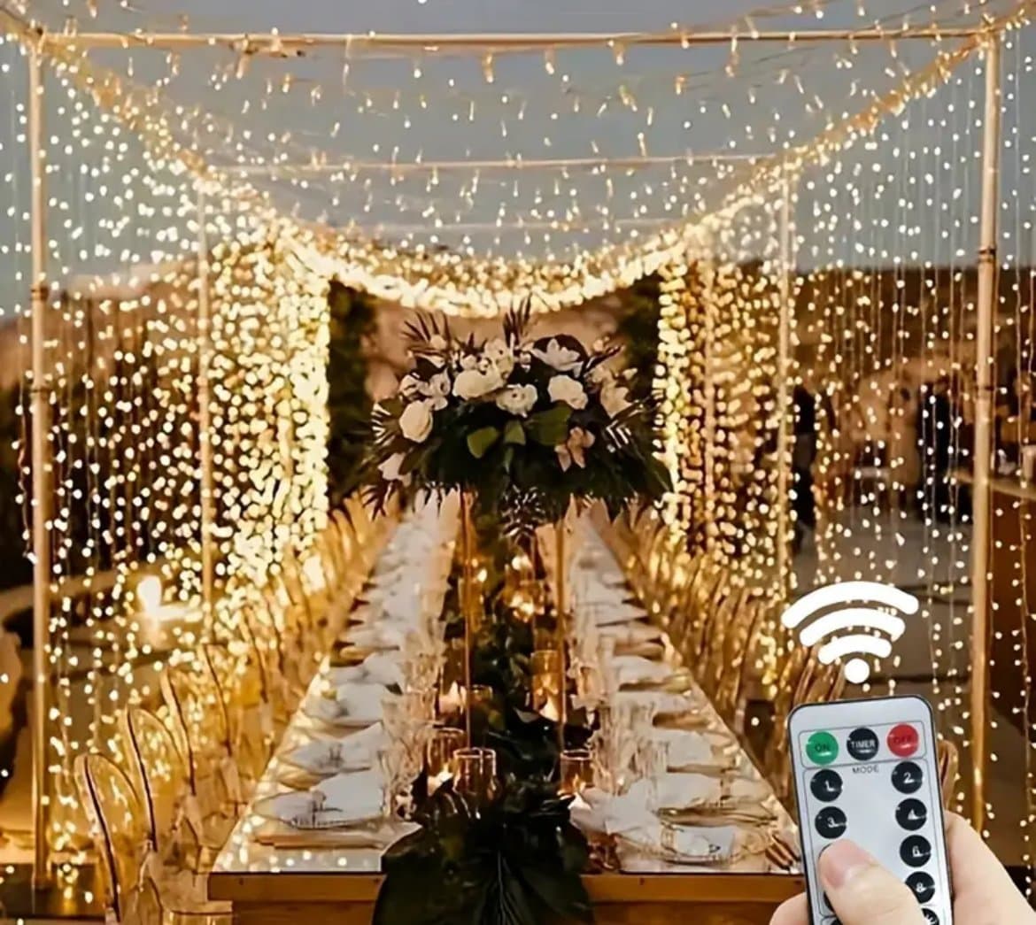 Vacker usb ljusgardin varmvit 3X2 meter med fjärrkontroll och timer ny!