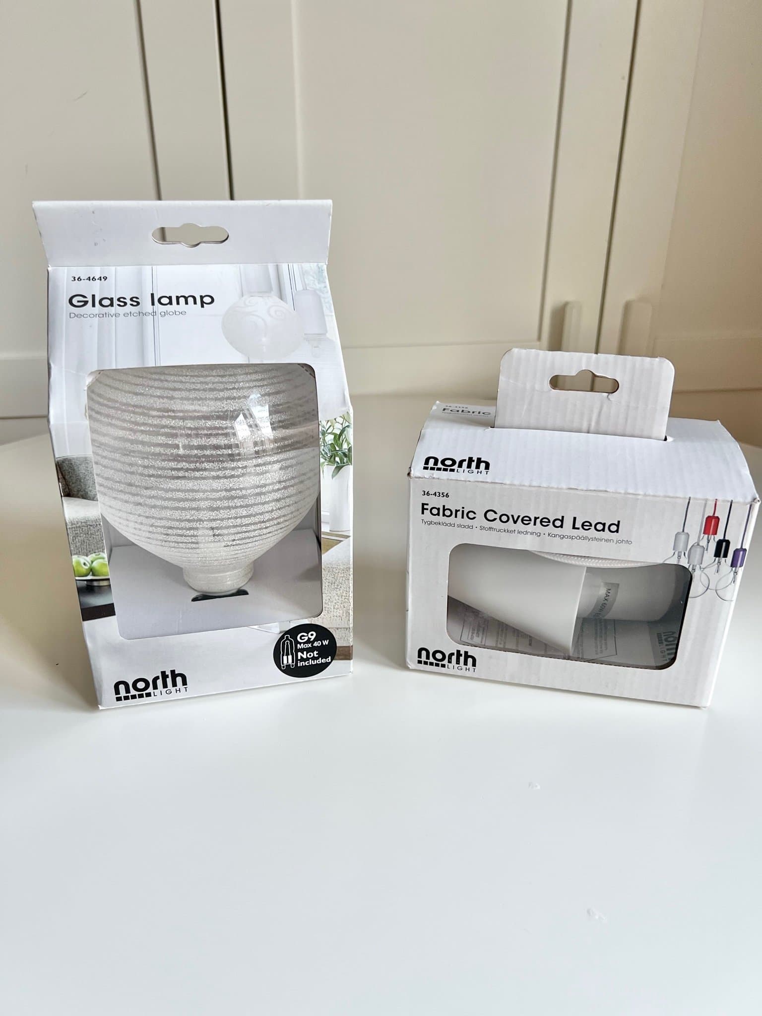 North Light Glaslampa och Tygklädd Sladd