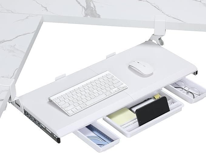 Klaffbord för tangentbord med utdragbara lådor-C-klämma, 680 x 300 mm