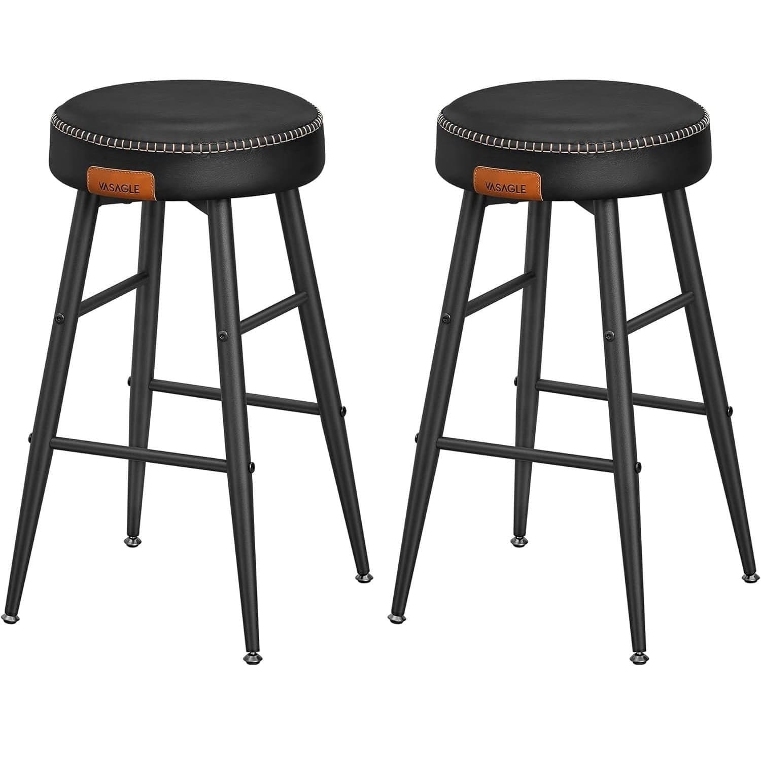 VASAGLE 2 kökspallar, köksbänkspallar, syntetiskt läder med sömmar, LBC080B01