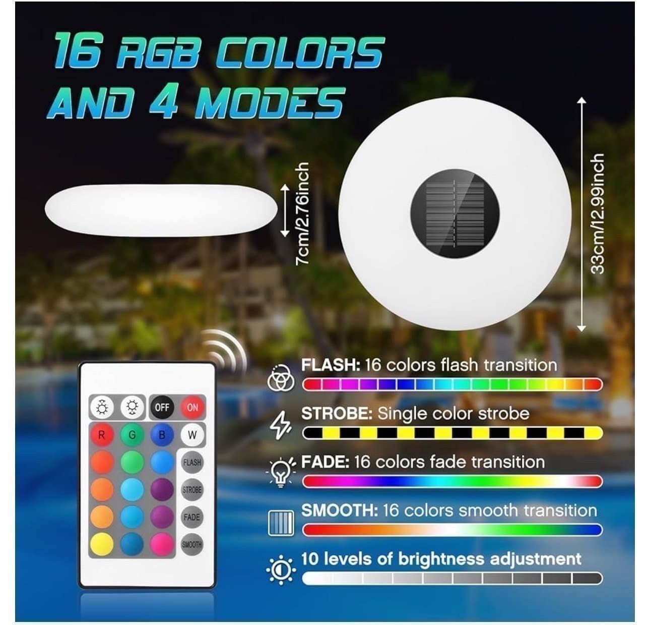 LED/RGB Solar Pool Lampa, trädgårdslampor